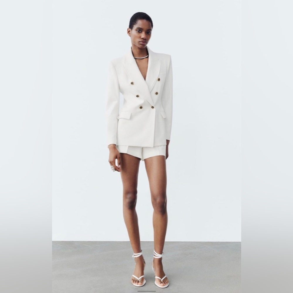 Zara Cream Double-Breasted Blazer
